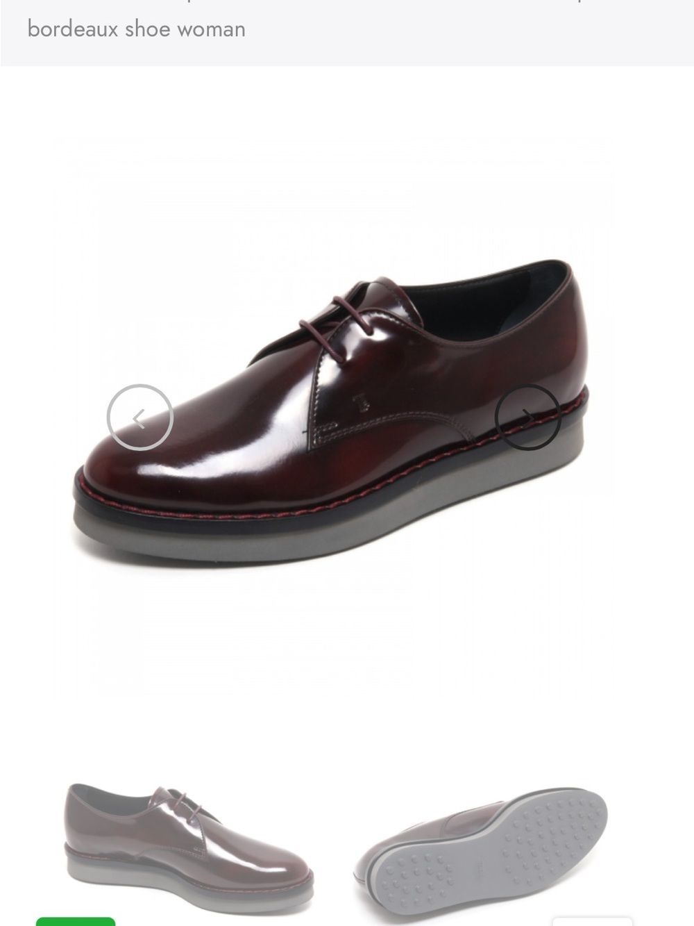 Tod's Burgundy Gloss Leather Derby Shoes for Woman